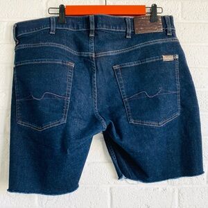 7 FOR ALL MANKIND BRETT DEMIM BLUE JEANS CUTOFF SHORTS SIZE 36 LUX PERFORMANCE